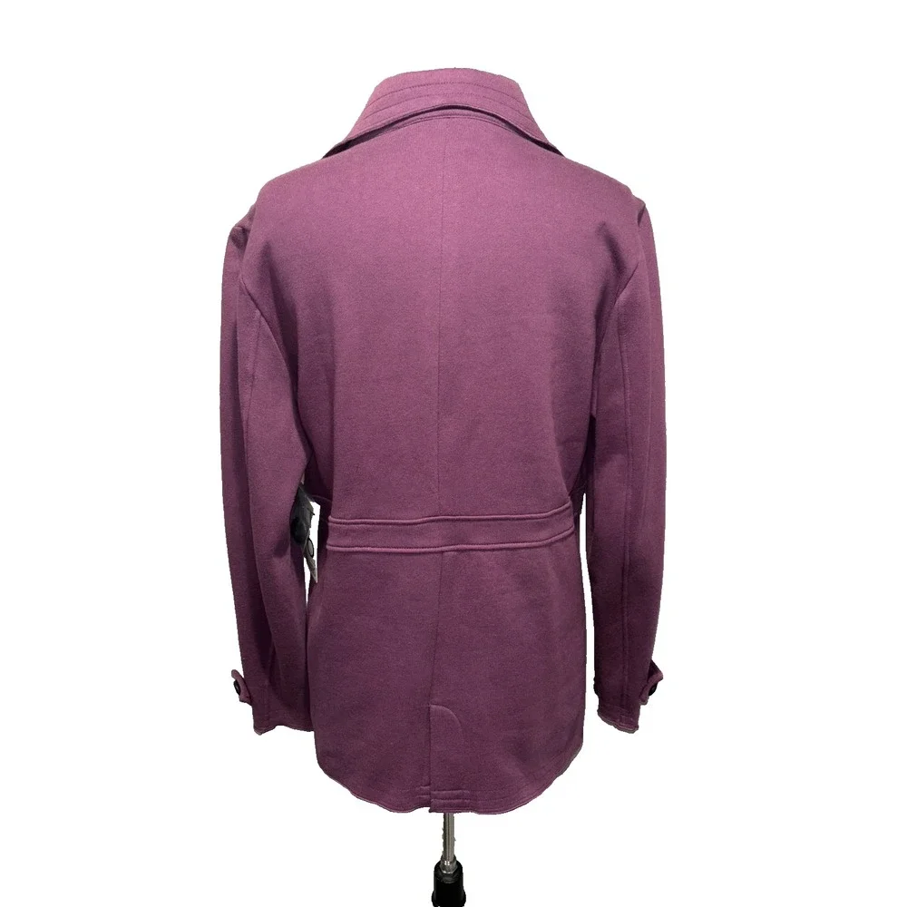 Purple Double-Breasted Pea Coat Jacket by Nomadic Trader Large Plum Mid‎ Length